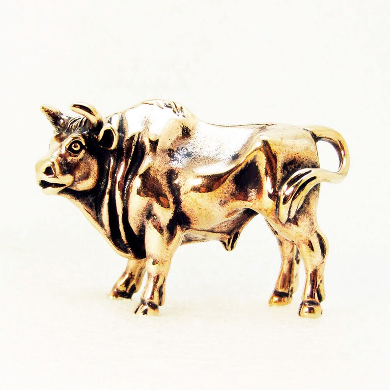 Bull Figurine Decorative Ox Statue Bronze Miniature Figure Etsy