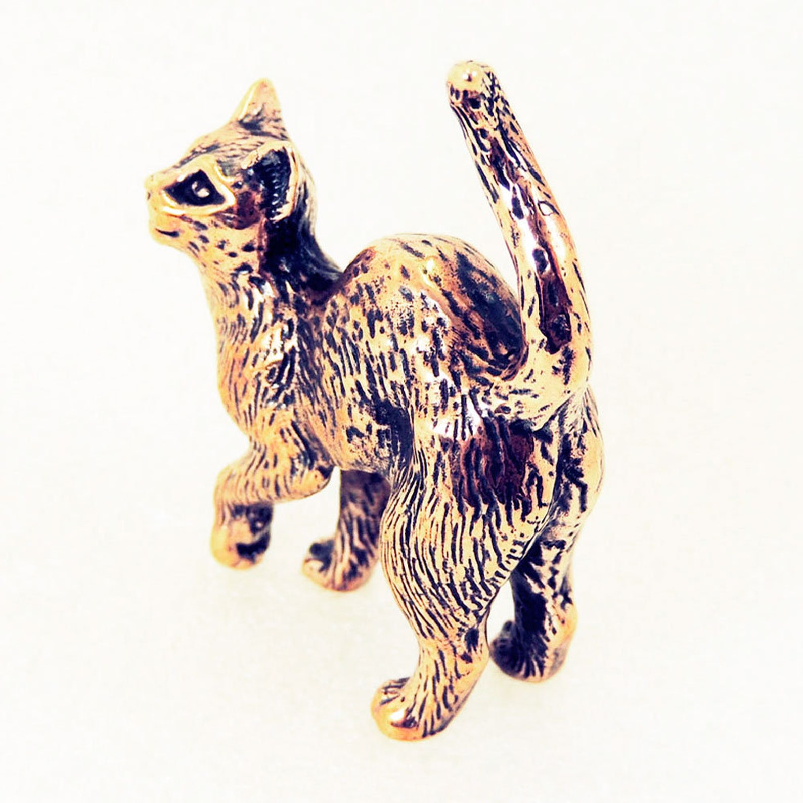 Large Cat Figurine Decorative Kitty Statue Bronze Miniature Etsy