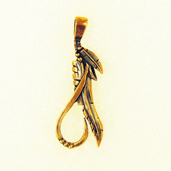 Pendant Feather Of A Falcon Amulet For Protection Pagan Jewelry Bronze