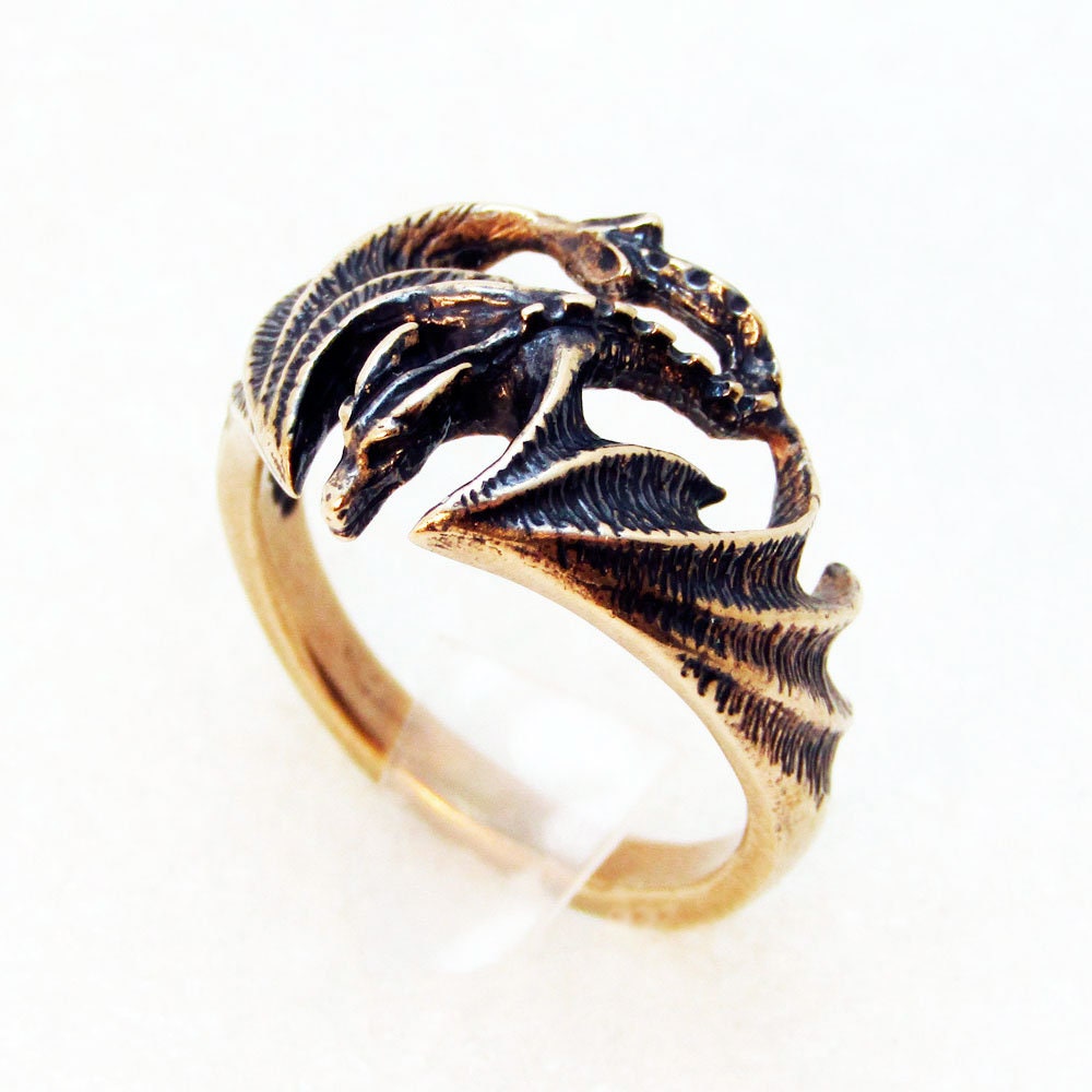 Dragon Ring Unisex Bronze Jewelry Etsy