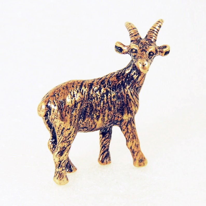Goat Figurine Decorative Animal Statue Bronze Miniature Figure Etsy