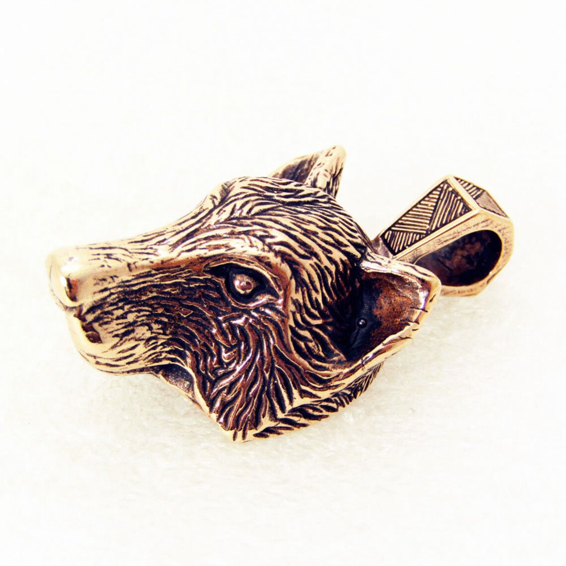 Head Wolf Pendant Animal Keychain Bronze Charm For Men Etsy