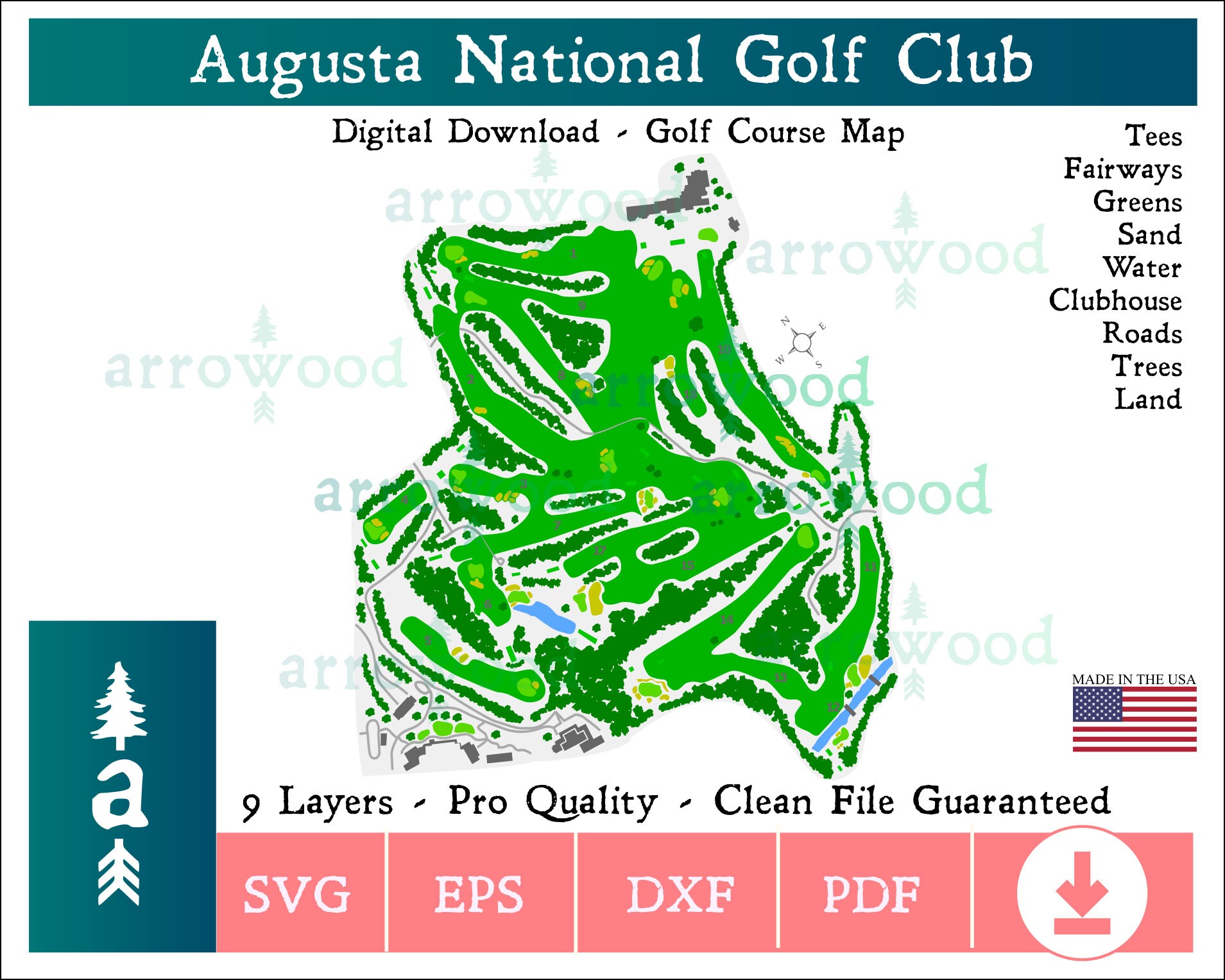 Augusta National Golf Club - Augusta, GA - Digital SVG