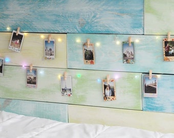 LED String Light with 10 wooden clips to display your Instant photos, Instax photos, post cards.