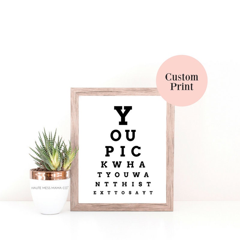 Personalized Eye Chart Custom DIGITAL Print Made to Order Etsy UK