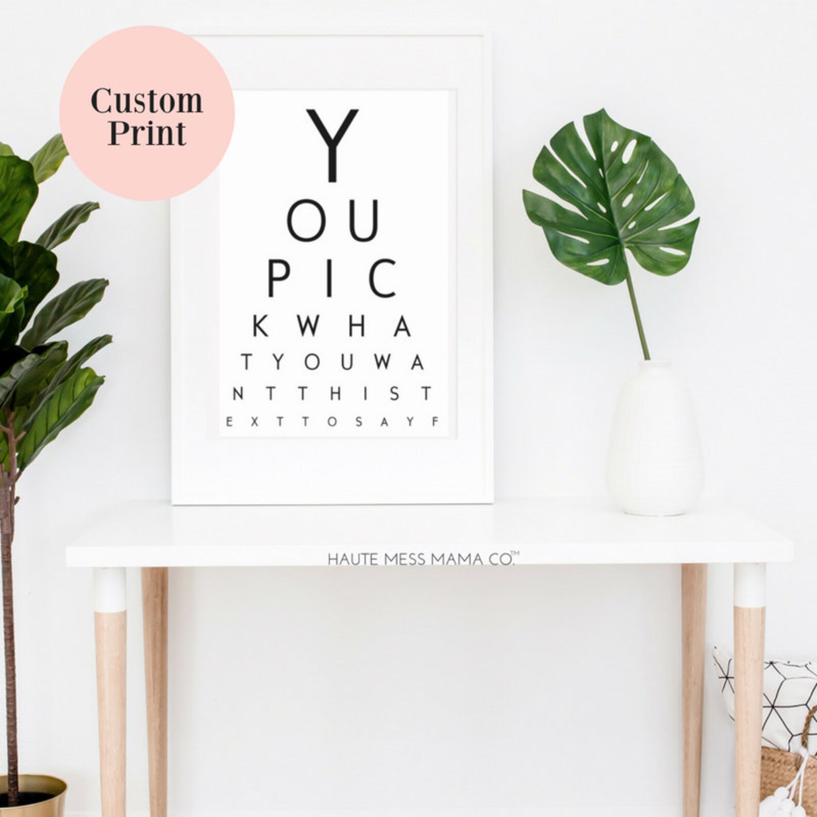 Personalized Eye Chart Custom DIGITAL Print Made to Order Monochrome Eye Chart Custom