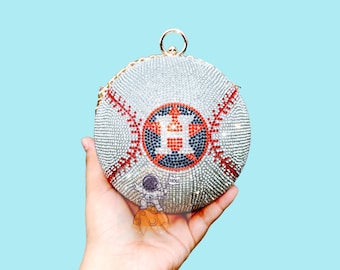 Bolso de béisbol con brillos / Béisbol de Houston / Bolso de béisbol / Bolso de lujo con lentejuelas