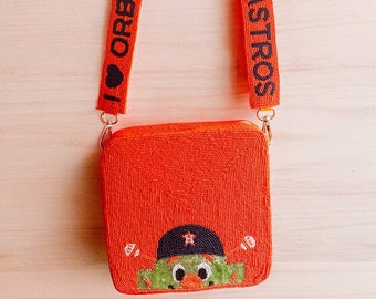 Borsa Houston Astros Orbit con perline a mano / Borsa Houston Astros / design a doppia faccia / Houston Astros / cinturino intercambiabile