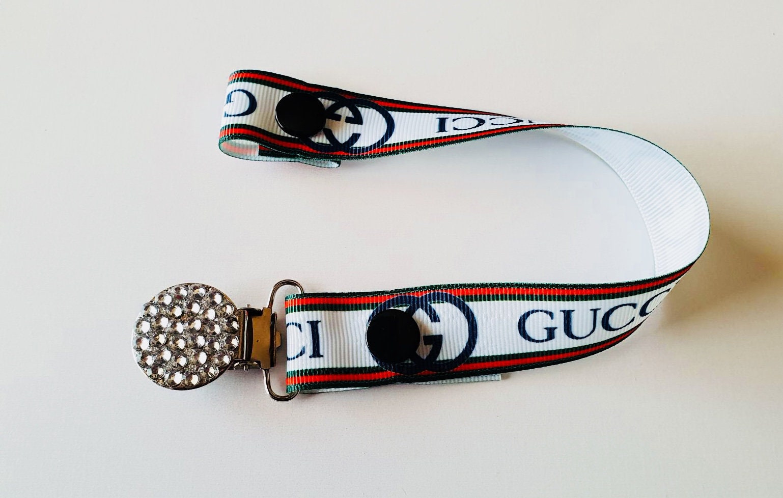 Pacifier clip Gucci grosgrain ribbon 22 cm. Etsy