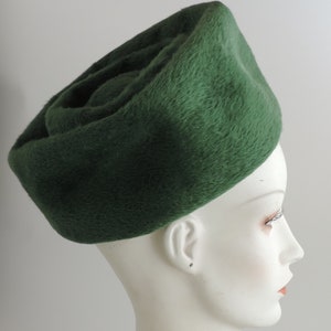 Vintage 60s Blue Faux Fur Unisex Hat with Brocade Accent by Jan Leslie Montara made in Italy