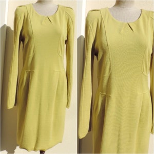 Wool Knit Dress by Azadeh Mustard Yellow Made in France Large