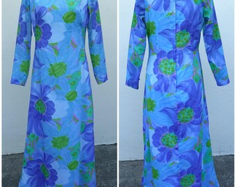 Vestido largo hawaiano vintage de los años 60 de Tori Richard con forro hawaiano