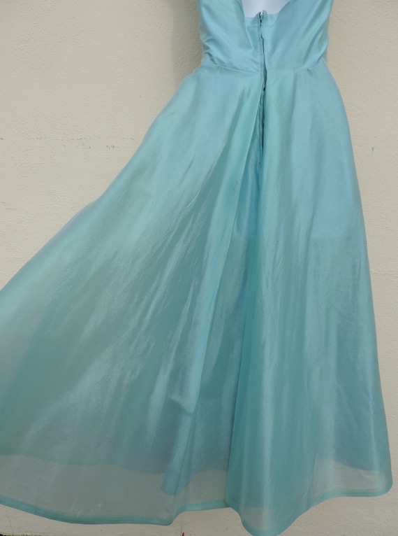 50s Beads & Sequins Blue Prom Party Pageant Forma… - image 9
