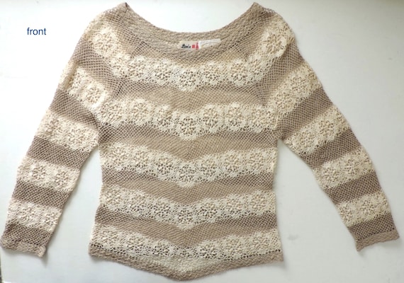 Lim's Hand Crochet Cotton Blouse Top Openwork Swe… - image 3