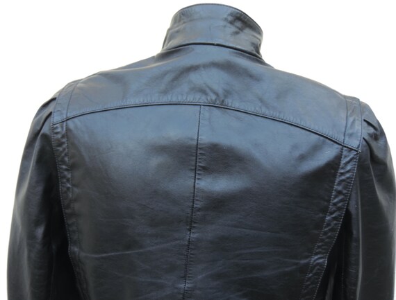 Wm's Leather Moto Biker Jacket Chest Zippers Snap… - image 9