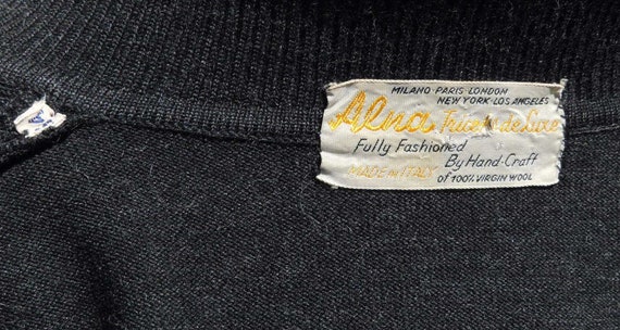 Vintage Italian Wool Knit Gray Striped Fringe Sil… - image 9