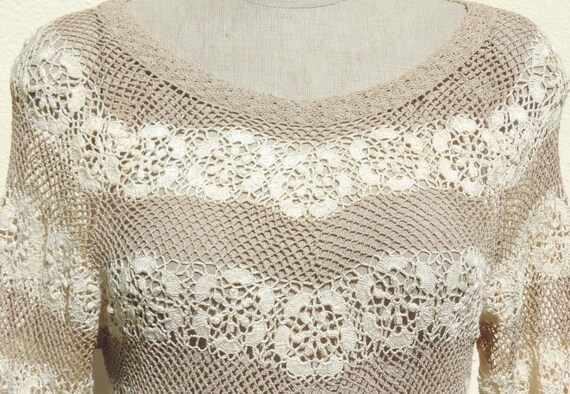 Lim's Hand Crochet Cotton Blouse Top Openwork Swe… - image 6