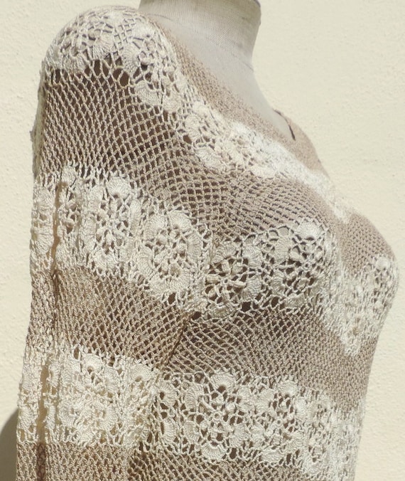 Lim's Hand Crochet Cotton Blouse Top Openwork Swe… - image 9