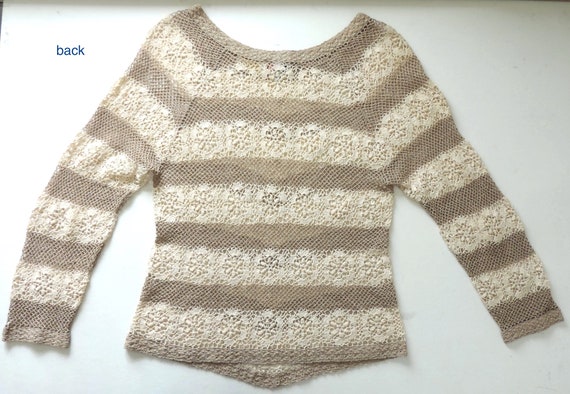 Lim's Hand Crochet Cotton Blouse Top Openwork Swe… - image 4