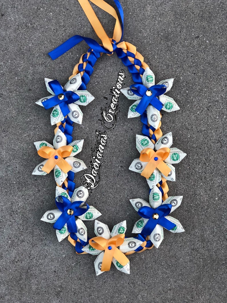 21 on ribbon lei flower money money lei graduation lei Etsy