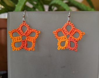 Pendientes de flores de tatuajes de naranja