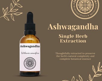 Tincture, Ashwagandha Tincture, 1 oz bottle - Glass bottle - Natural product - Small batches