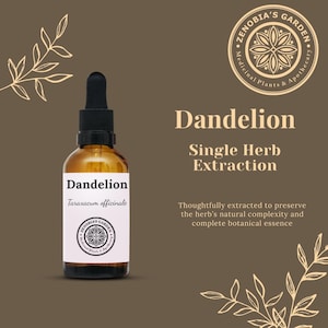 Dandelion Tincture, 1 oz bottle - Handcrafted in Small batches - Natural