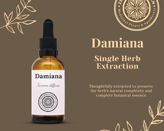 Tincture, Damiana Tincture, 1 oz bottle- Glass bottle - Handcrafted in Small batches