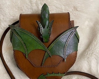 Leather Dragon Bag, Crossbody Dragon Bag, Dragon Bag, Hunters Bag, Sporran Bag, Renaissance, Fourth Wing, Dragon,