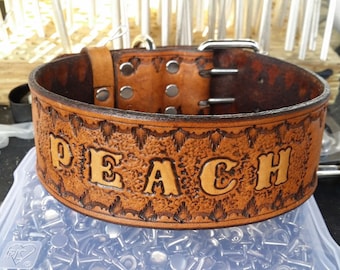 Dog Collar, Leather Dog Collar, Handmade, Personalized with Dogs Name, Western dog collar, Medium Dog Collar, Large Dog Collar