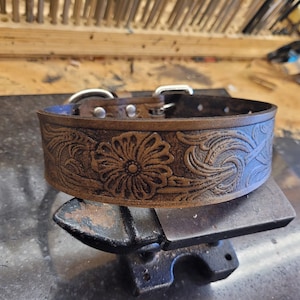 Dog Collar, Leather Dog Collar, Western Floral Dog Collar, Western Dog Collar, 1.5&quot; wide