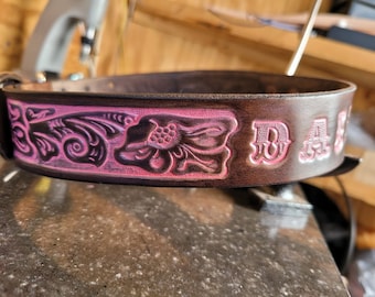 Dog Collar, Leather Collar, Customized with Dogs Name, Western Dog Collar, Handmade, Medium Dog Collar, Large Dog Collar