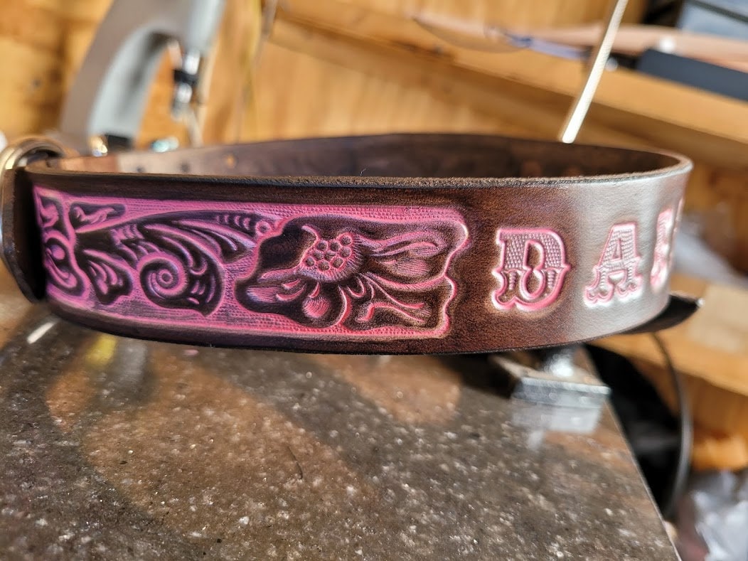 Dog Collar, Leather Collar, Customized with Dogs Name, Western Dog Collar, Handmade, Medium Dog Collar, Large Dog Collar