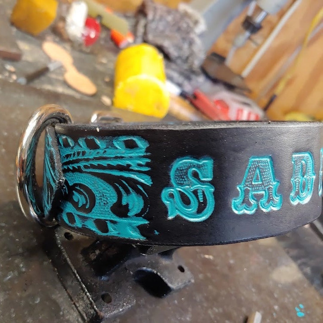 Dog Collar, Leather Dog Collar, Custom Name, Western Dog Collar, Handmade, Medium Dog Collar