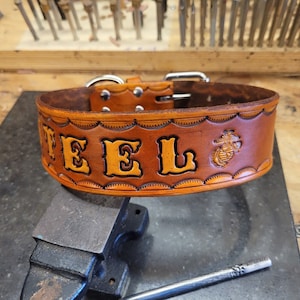 Dog Collar, Leather Dog Collar, Marine Dog Collar, Personalized with Dogs Name, Western Dog Collar, Handmade