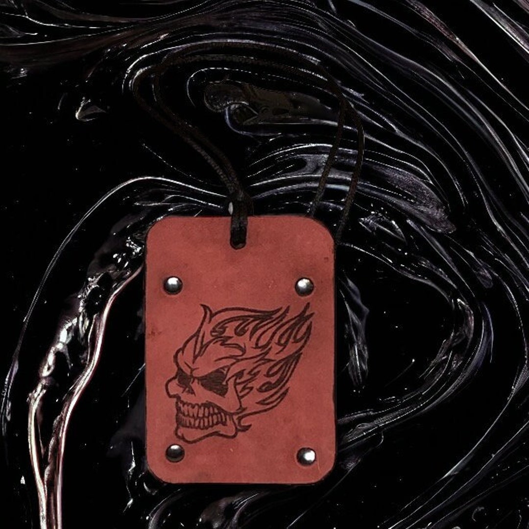 Car Air Freshener, Car Flair, Hanging Air Freshies, Skull, Leather Air