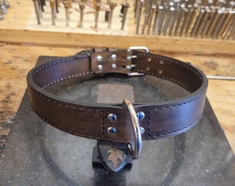 Dog Collar, Leather Dog Collar, Heavy Duty, Tough, Two Ply, Stitched, Double Ply, 1.5" wide, Medium Dog Collar, Large Dog Collar