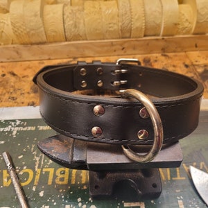 Dog Collar, Leather Dog Collar, Heavy Duty Dog Collar, Tough, Two Ply, Stitched, 1.5 inch wide, Large Dog Collar, Handmade