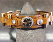 The Real Deal. Sherrif Star with 22LR Bullets Dog Collar, Hand Tooled, Tiny Dogs, Small dogs, 3 4inch wide