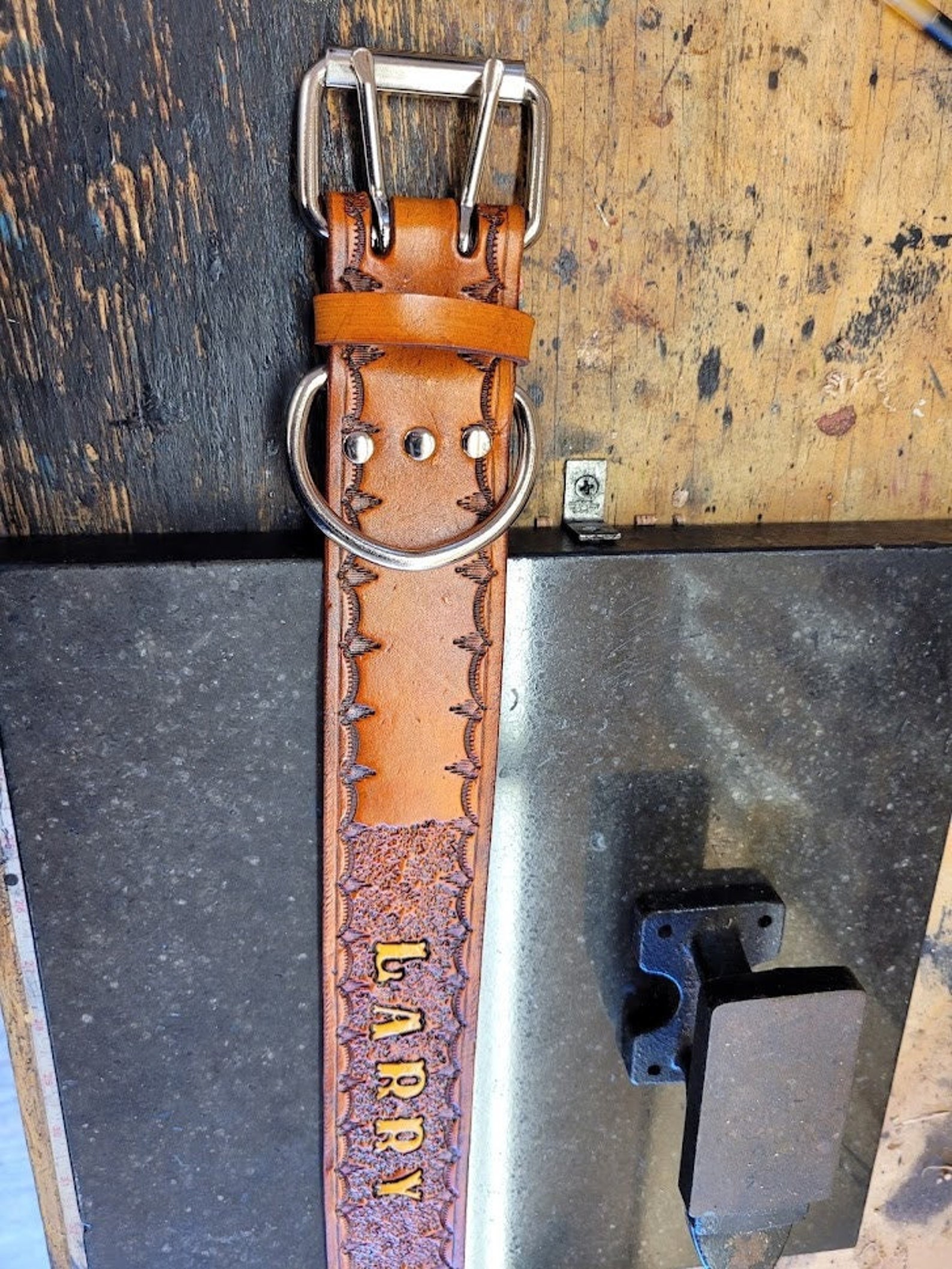 Leather Dog Collar Hand Crafter Custom Made With Dogs Name - Etsy