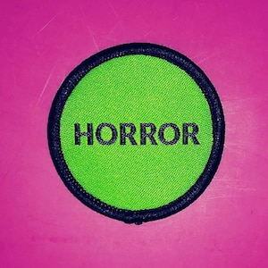 HORROR Section - Woven PATCH, iron-on - VHS, 80s, video store, tape sticker