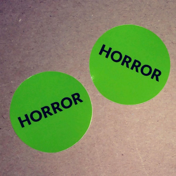 STICKERS - Horror Section - set of two - VHS, 80s, video store, tape sticker