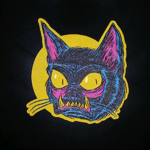 PATCH - Black Cat - HORROR / Monster / Halloween - Woven patch - iron-on &quot;Kitty&quot;