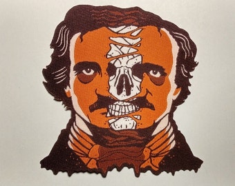 PATCH - Edgar Allan Poe - 4x4" woven, iron on, skull, horror, literature, The Raven