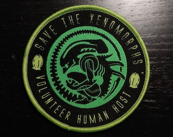 PATCH - Alien / Xenomorph Fan Club badge (woven) - volunteer host - Horror Sci-Fi Movie (Save the Xenomorphs)