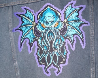 GIANT Cthulhu Back PATCH - 10 x 9 inches Woven, iron on - HORROR Monster H.P. Lovecraft