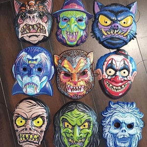 CHOOSE Any THREE (3) GOBLINHAUS Masks - vintage style Halloween Ben Cooper type