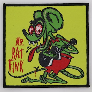 PATCH - Mr. Rat Fink - Big Daddy Ed Roth - Hot Rod, Kustom Kulture.  Woven, iron-on - BIG 4x4&quot;