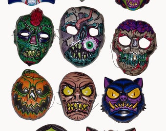 Set of 11 GOBLINHAUS Masks -  Halloween masks / Monster masks