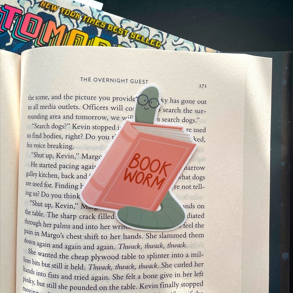 Book Worm Sticker | Vinyl Laptop Sticker, Vinyl Water Bottle Sticker, Book Sticker, Book Lover Sticker, Book Enthusiast Sticker